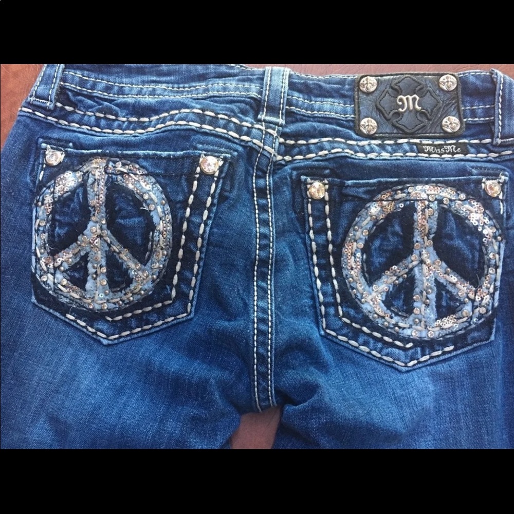 Miss Me Peace sign Jeans